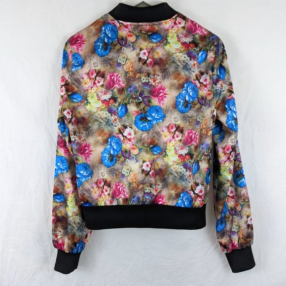 2 for $20 Yoki Floral Satin Bomber Jacket Size M - Picture 2 of 5